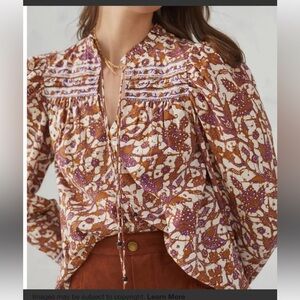 Love The Label Chic Floral Print Blouse - Brown and Purple